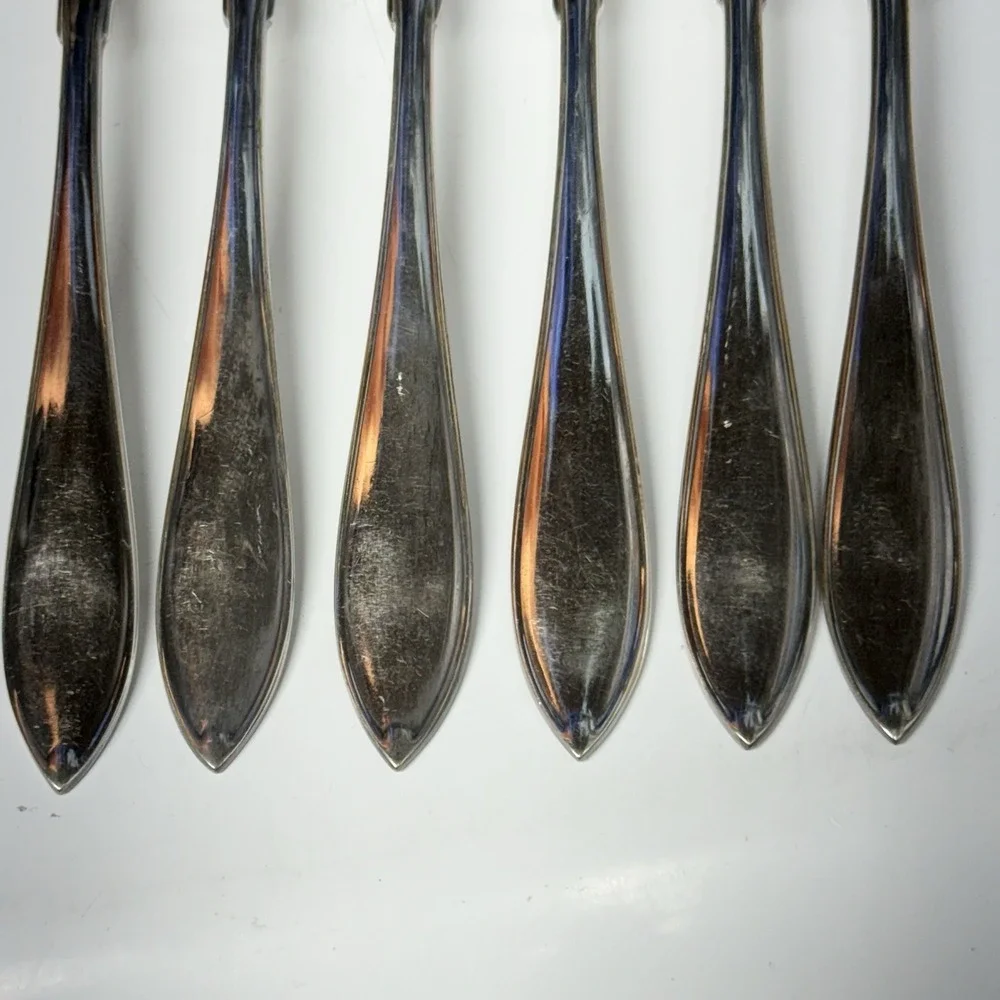 Set Of 6 Swedish SV Prima NY Silver Silverplate Cocktail Forks ‎ 4.5